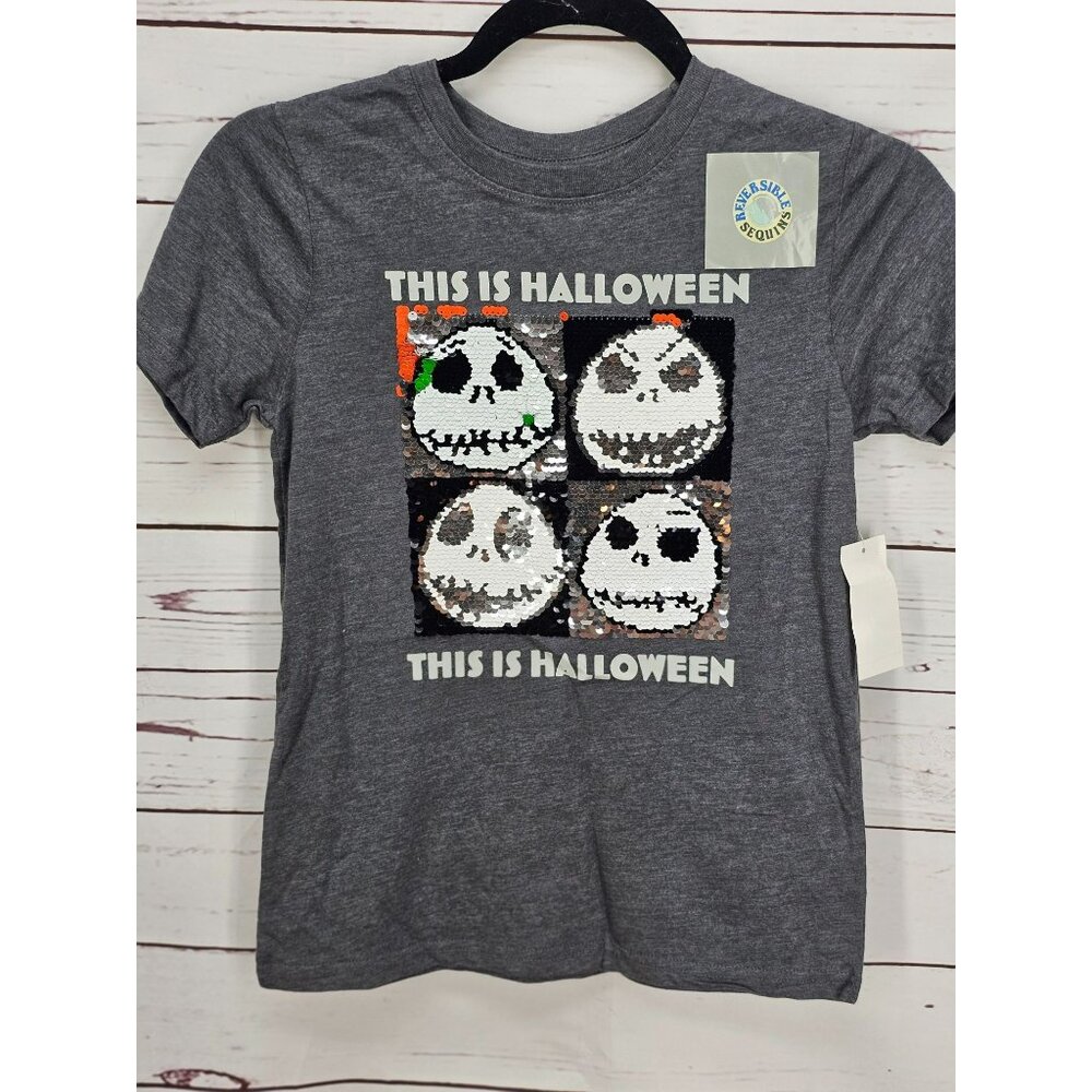 Nightmare Before Christmas This Is Halloween Reverse Sequin Size Medium Girls Te